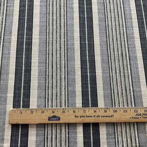 Waverly Long Hill Stripe Basketweave Charcoal | Medium/Heavyweight Basketweave Fabric | Home Decor Fabric | 54" Wide