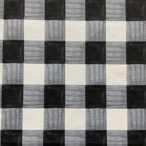 Painterly Plaid Ebony | Outdoor Home Decor Fabric | Black and White | Waterproof | PKL Studio | 54" Wide
