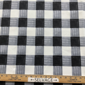 Painterly Plaid Ebony | Outdoor Home Decor Fabric | Black and White | Waterproof | PKL Studio | 54" Wide