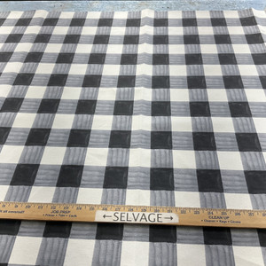 Painterly Plaid Ebony | Outdoor Home Decor Fabric | Black and White | Waterproof | PKL Studio | 54" Wide