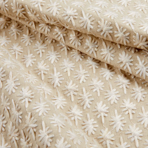 PKL Studio Crest Haven Embroidery Woven Dune | Heavyweight Duck Fabric | Home Decor Fabric | 54" Wide