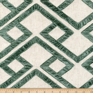 P Kaufmann A Fresh Take Accolade Embroidered Woven Aloe | Medium Weight Duck Fabric | Home Decor Fabric | 54" Wide