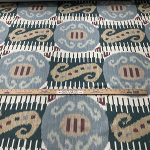 PKL Studio Connoisseur Byzantium Ikat Duck Teal | Medium Weight Duck Fabric | Home Decor Fabric | 54" Wide
