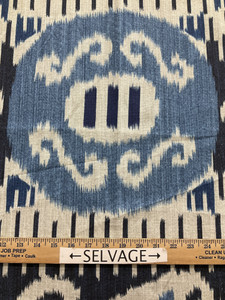 PKL Studio Connoisseur Byzantium Ikat Duck Indigo | Medium Weight Duck Fabric | Home Decor Fabric | 54" Wide