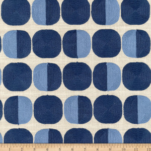 P Kaufmann A Fresh Take Zuri Embroidered Woven Prussian | Medium Weight Duck Fabric | Home Decor Fabric | 54" Wide