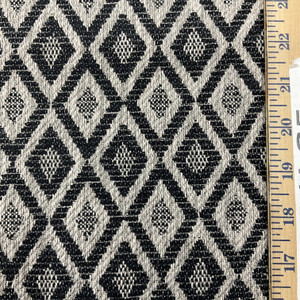 Geometric Diamonds | Black / Off White | Heavyweight Chenille Fabric | Home Decor Fabric | 57" Wide