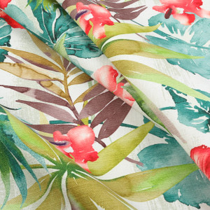 Comersan Fabrics Miami Duck Green/Red | Lightweight Duck Fabric | Home Decor Fabric | 55" Wide
