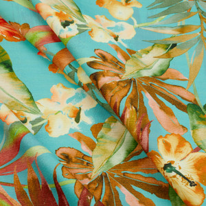 Comersan Fabrics Miami Duck Blue/Orange | Lightweight Duck Fabric | Home Decor Fabric | 55" Wide
