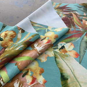 Comersan Fabrics Miami Duck Blue/Orange | Lightweight Duck Fabric | Home Decor Fabric | 55" Wide