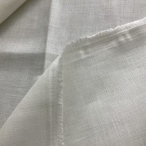 Number One Textiles Herringbone Linen White | Medium/Heavyweight Linen Fabric | Home Decor Fabric | 54" Wide