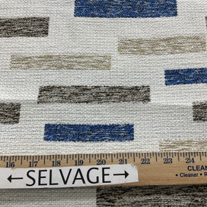 Performatex Block Weave Outdoor Woven Blue & Brown Mix | Heavyweight Outdoor, Jacquard Fabric | Home Decor Fabric | 54" Wide