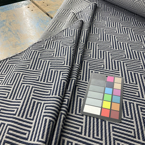 Performatex Labyrinth Matelasse Outdoor Woven Navy Grey | Heavyweight Outdoor, Matelasse, Jacquard Fabric | Home Decor Fabric | 54" Wide