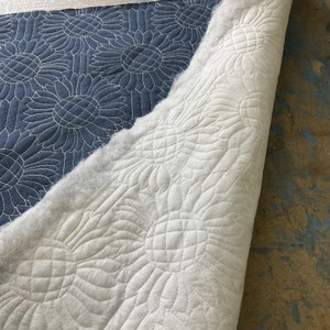 Performatex Q-Daisy Outdoor Woven Navy Blue | Pre-Quilted | Medium Weight Outdoor, Woven Fabric | Home Decor Fabric | 54" Wide