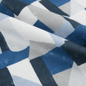 Global Geos City Blocks Trapper Faux Suede Navy | Heavyweight Faux Suede Fabric | Home Decor Fabric | 54" Wide