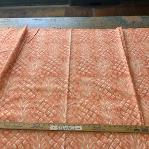 Hot Tropics Pineapple Warp Sateen Coral Pink | Lightweight Sateen Fabric | Home Decor Fabric | 54" Wide