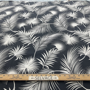 Terrasol Panama Outdoor Black | Outdoor Home Decor Fabric | Tropical Leaves Black and White | Medium Weight | 54" Wide | By the Yard