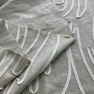 Covington Sidewinder Embroidered Woven Linen | Heavyweight Woven Fabric | Home Decor Fabric | 51" Wide