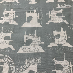 Riley Blake She Who Sew Canvas Sewing Machines Blue | Home Decor Fabric | 58" Wide