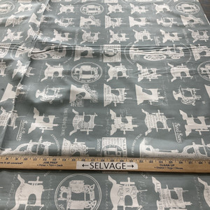 Riley Blake She Who Sew Canvas Sewing Machines Blue | Home Decor Fabric | 58" Wide