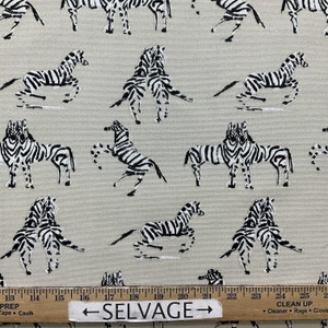 Novogratz Zebra | OUTDOOR Home Decor Fabric | Beige / Black / White | 54" Wide | By the Yard
