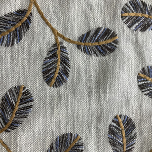 PKL Studio Love Leaf Embroidery Slub Duck Cognac | Heavyweight Duck Fabric | Home Decor Fabric | 54" Wide