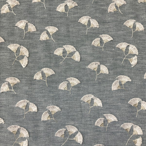 PKL Studio Whispering Leaf Embroidery Woven Chambray | Heavyweight Woven Fabric | Home Decor Fabric | 54" Wide