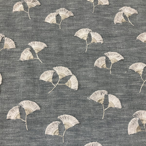 PKL Studio Whispering Leaf Embroidery Woven Chambray | Heavyweight Woven Fabric | Home Decor Fabric | 54" Wide