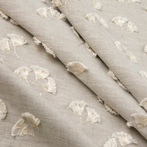 PKL Studio Whispering Leaf Embroidery Woven Fog | Heavyweight Woven Fabric | Home Decor Fabric | 54" Wide