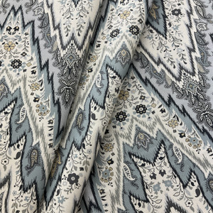 Williamsburg Bray Flamestitch Twill Mineral | Medium/Heavyweight Twill Fabric | Home Decor Fabric | 54" Wide