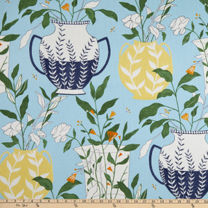 Bliss Elana Gabrielle Blossoms & Vessels Basketweave Bliss | Medium/Heavyweight Basketweave Fabric | Home Decor Fabric | 54" Wide