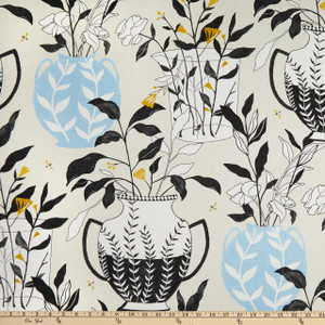 Linen Elana Gabrielle Blossoms & Vessels Basketweave Linen | Medium/Heavyweight Basketweave Fabric | Home Decor Fabric | 54" Wide