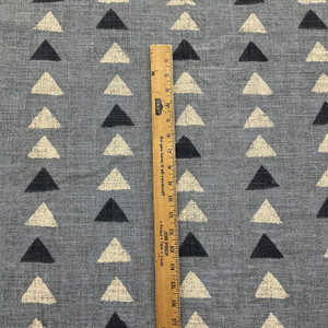 PKL Studio Nomadic Triangle Basketweave Blue Smoke | Medium/Heavyweight Basketweave Fabric | Home Decor Fabric | 54" Wide