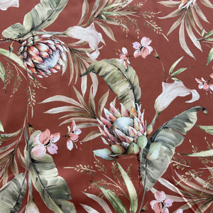 Marsala STOF France Digital Chloris Satin Marsala | Medium Weight Satin Fabric | Home Decor Fabric | 55" Wide