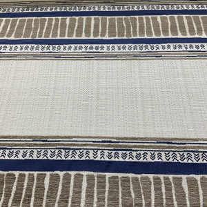 Artistry Tribal Southwest Lunaro Woven Indigo | Upholstery Fabric | Large scale Stripes | Beige / Blue |  Heavyweight | 56" Wide | By the Yard