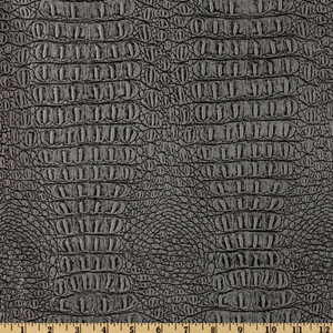 Faux Leather Gator Metallic Pewter | Heavyweight Faux Leather Upholstery | Home Decor Upholstery | 54" Wide