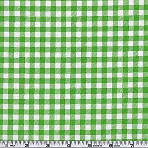 Oil Cloth Gingham Kiwi Green | Heavyweight Oilcloth Fabric | Home Decor Fabric | 47" Wide