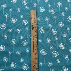 Cream/Blue Premier Prints Small DandelionTrue Turquoise | Home Decor Fabric | 54" Wide
