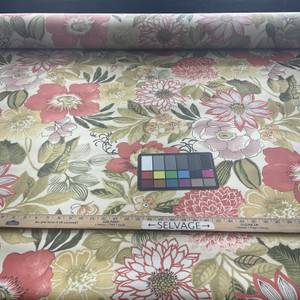 Gold/Red/Black Swavelle/Mill Creek Indoor/Outdoor Jolene Floral Ivory | Home Decor Fabric | 54" Wide