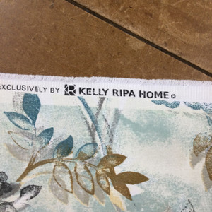 4.125 Yard Piece of Floral Fabric in Turquoise / Bronze / Grey | Home Decor / Drapery | 54" Wide | By the Yard | Kelly Ripa Home Lighthearted in Spa