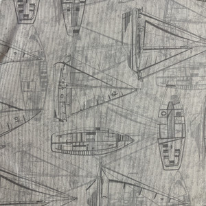Covington Fabric and Design, Sailboat Silhouette in gray and off white