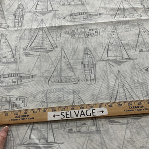 Covington Fabric and Design, Sailboat Silhouette in gray and off white