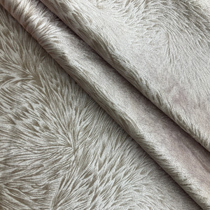 Feathered Design in Light Pink / Beige | Velvet Upholstery Fabric | Medium to Heavy Weight | 54" Wide | By the Yard