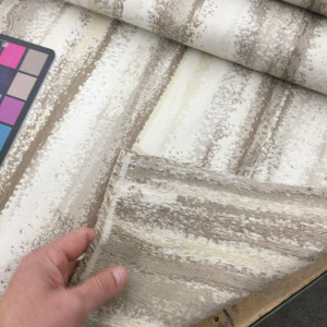 3 Yard Piece of Abstract Stripes Jacquard Fabric | Beige / Off White | Medium Weight Upholstery | 54" Wide | By the Yard