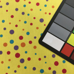 6 Yard Piece of Multicolored Dots on Yellow | Home Decor / Drapery Fabric | Cotton | 54 Wide | By the Yard