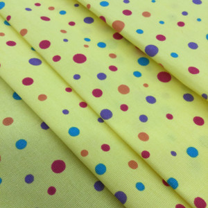 6 Yard Piece of Multicolored Dots on Yellow | Home Decor / Drapery Fabric | Cotton | 54 Wide | By the Yard