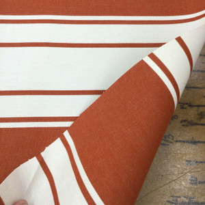 1 Yard Piece of Rust and White Striped Vintage Sunbrella | Awning Weight | 46Inch Fabric