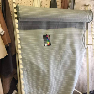 2.33 Yard Piece of Light Blue-Green Herringbone Pinstripe Upholstery Fabric | Extra Heavy Weight