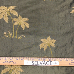 3 Yard Piece of Embroidered Palm Tree Crushed Taffeta Fabric in Dark Green and Light Green | Drapery / Apparel | 54" Wide | By the Yard