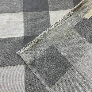 1.125 Yard Piece of Artistry Buffalo Check Jacquard Grey/White | Heavyweight Jacquard Fabric | Home Decor Fabric | 56" Wide