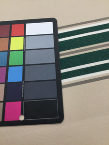 2.25 Yard Piece of Beige/ Forest Green /Khaki Stripe | 46 inch | Awning and Marine Weight Fabric | Outdoor Coverings | By The Yard